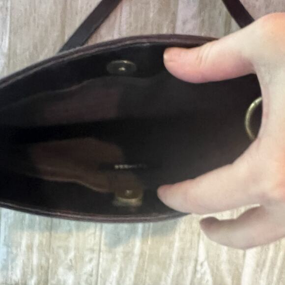 VTG Express Small Leather Hobo Baguette Purse Studded Brown Gold Y2K - Picture 10 of 13